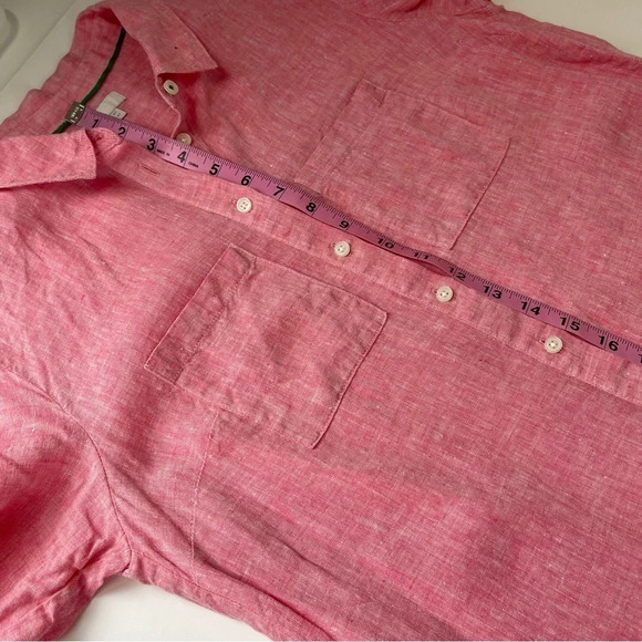 Boden Shirt Womens 4P Petite Pink Green White Button Up Cotton Collared Tunic - Picture 9 of 10